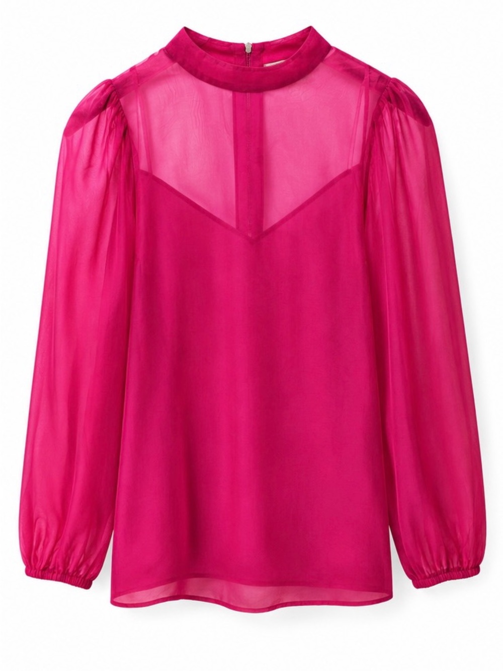 Ted Baker London Fuchsia Sheer High Neck Blouse Size 1